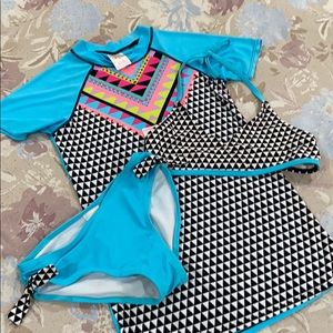 Cute Girls 2-Piece Swimsuit & Shirt ☀️🌊🌴Size M